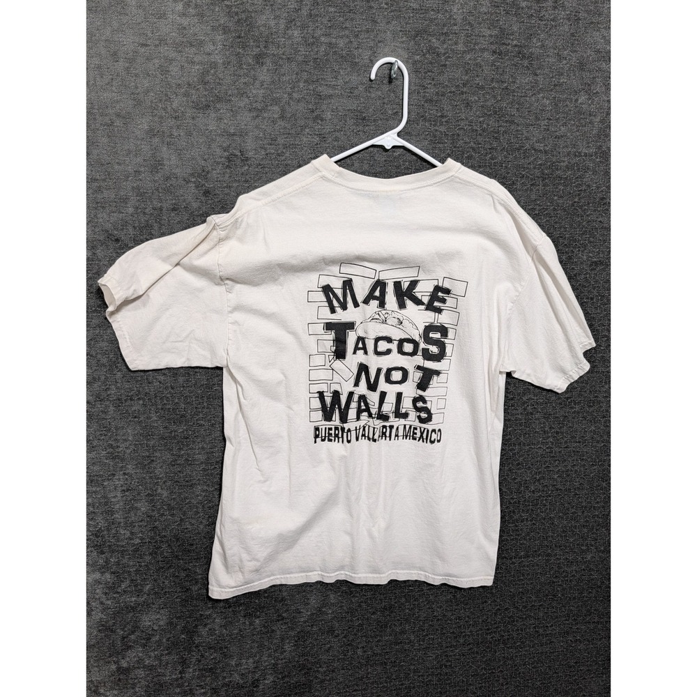 Yazbek Make Tacos Not Walls Puerto Vallarta Mexico Graphic T-Shirt White XL